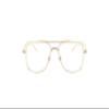 OWL Tony Stark Sunglasses Metal Frame Square Aviator Spiderman Glasses UV Protection Ironman Edith Sunglasses for Men Gold Clear view 2