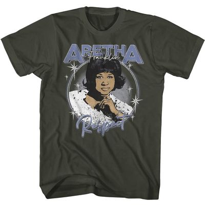 American Classics Aretha Franklin Respect Portrait Adult T Shirt Gray