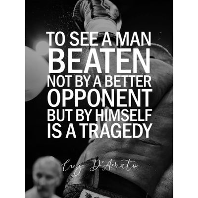 Artery8 Sport Quote Boxing Manager Cus DAmato A Man Beaten By Himself Is A Tragedy Typography Art Print Canvas Premium Wall Decor Poster Mural