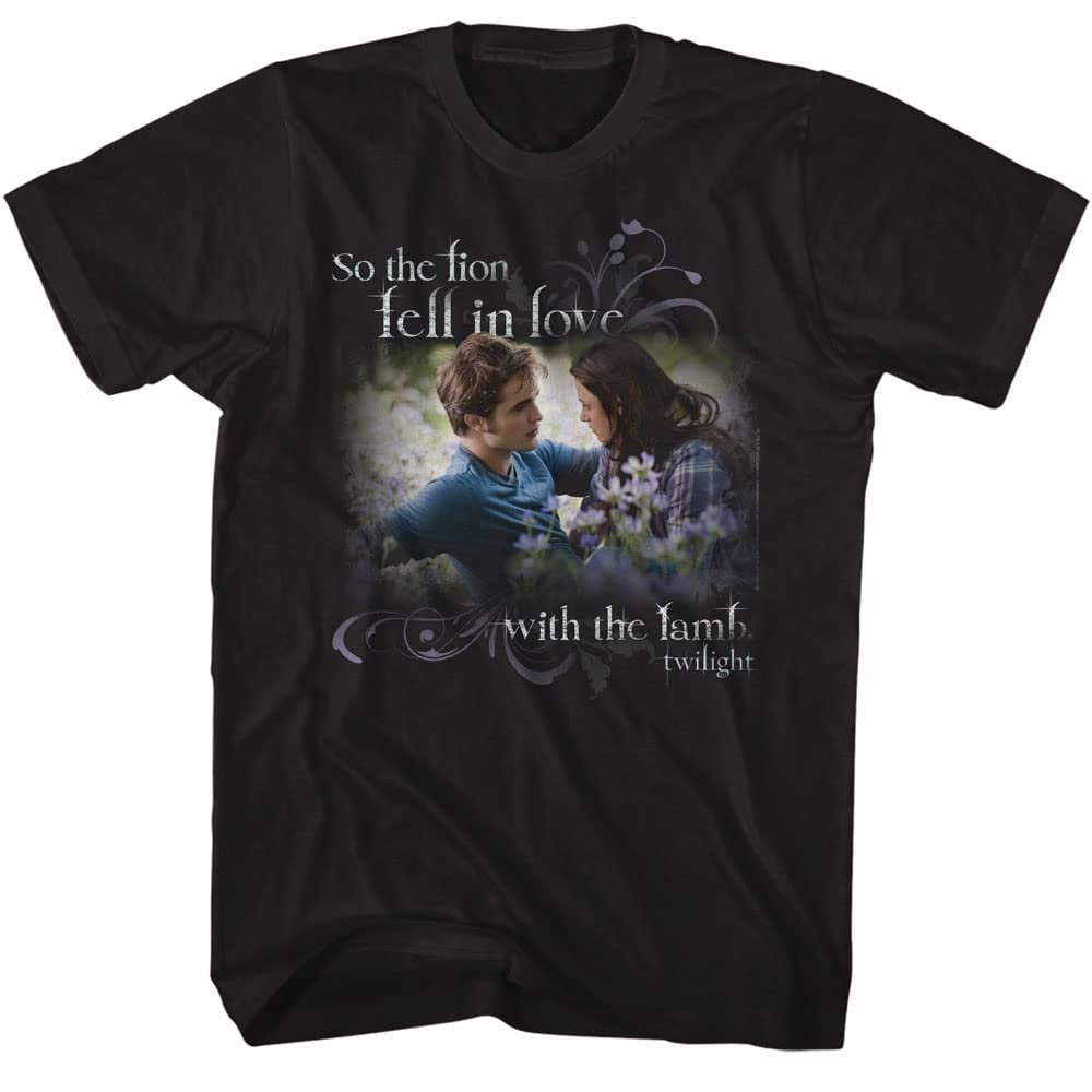 Twilight T Shirt Edward Cullen Lion in Love with Lamb Adult Short Sleeve T Shirts Twilight Movies Graphic Tees Black