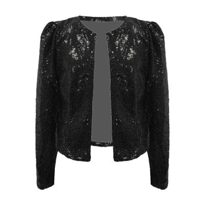 Women Casual Fashion Sequin Sequins Sparkling Cardigan Jacket Wrap Jacket Women (Black, XXL)