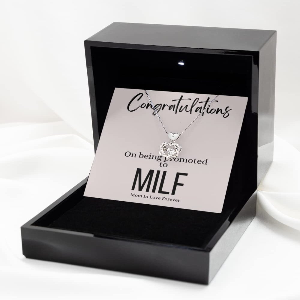 Heart Knot Silver Necklace Luxury Box Milf, Milf Gift, New Mom Gift, Congratulations, Pregnancy Gift, Pregnant Girlfriend Gift, Gift for Pregnant Wi