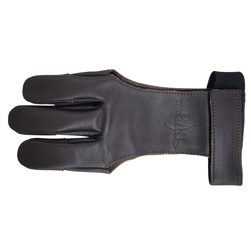 SAS Leather Traditional 3 Finger Archery Shooting Gloves for Recurve or Compound Bow - Hunting Target Protective Finger Tab Three Finger Guard for Adults, Men Women and Youth (Black, X-Large)