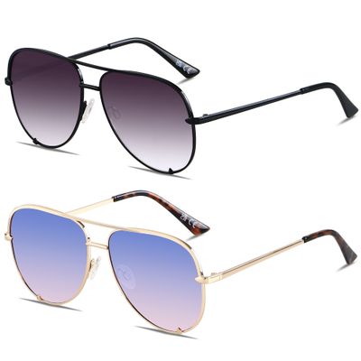 ANDWOOD Oversized Aviator Sunglasses for Women Big Large UV Protection Fashion Sun glasses UV Protection Fade Shades