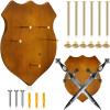 Queekay Wooden Sword Wall Mount Plaque Hanger for Katana Sword Display Stand for Wall Display Plaque with Hardware(Brown,Groovy) view 1