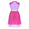 ACSUSS Women Metallic Liturgical Praise Dance Dress Tunic Lyrical Dancewear Color Block Church Worship Costume Hot Pink&Light Purple B Large view 2