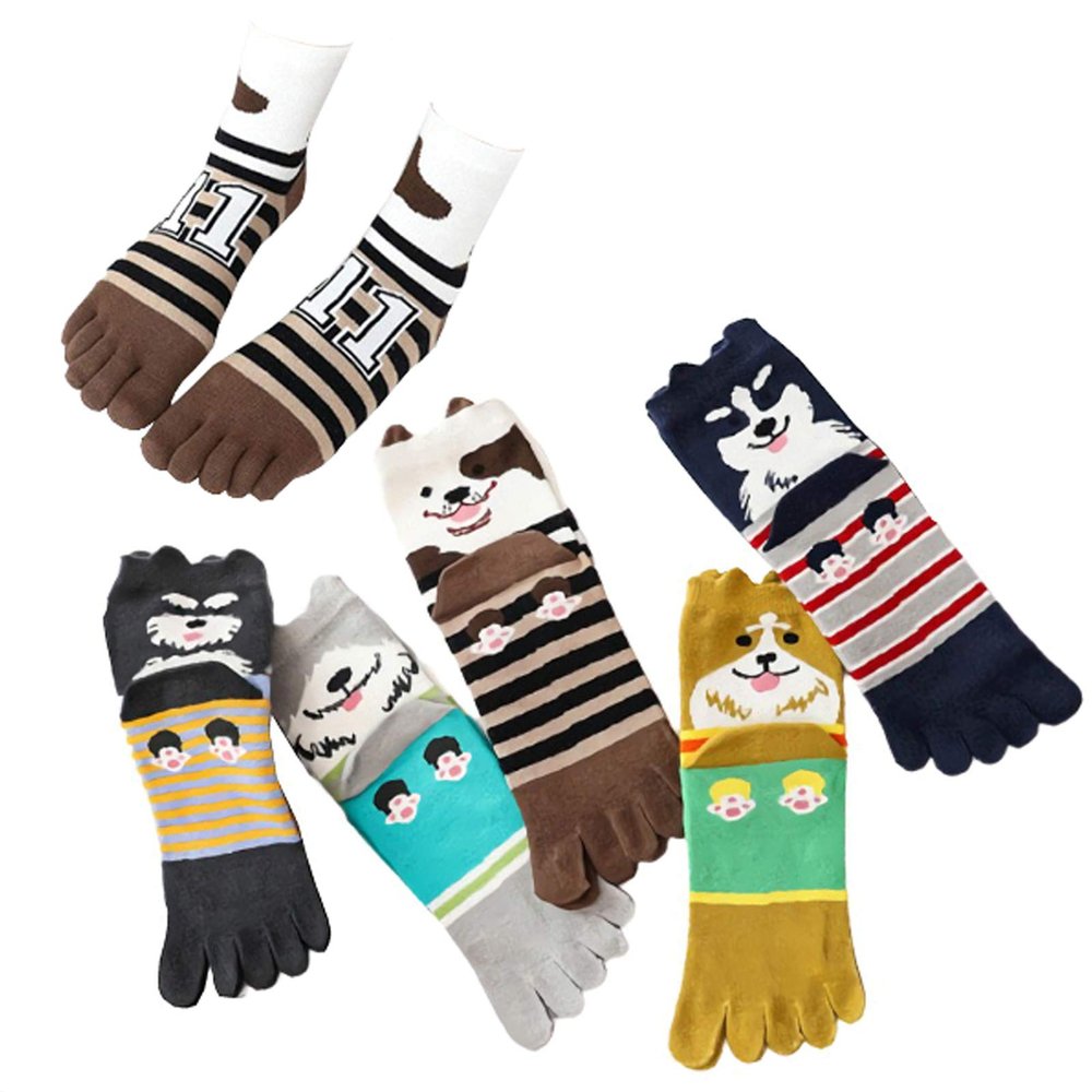 NENGGE Toe Socks 5 Pairs Women's Five Toe Socks Cotton Running Five Finger Socks, High Cut Toe Socks Cotton Running Socks,F