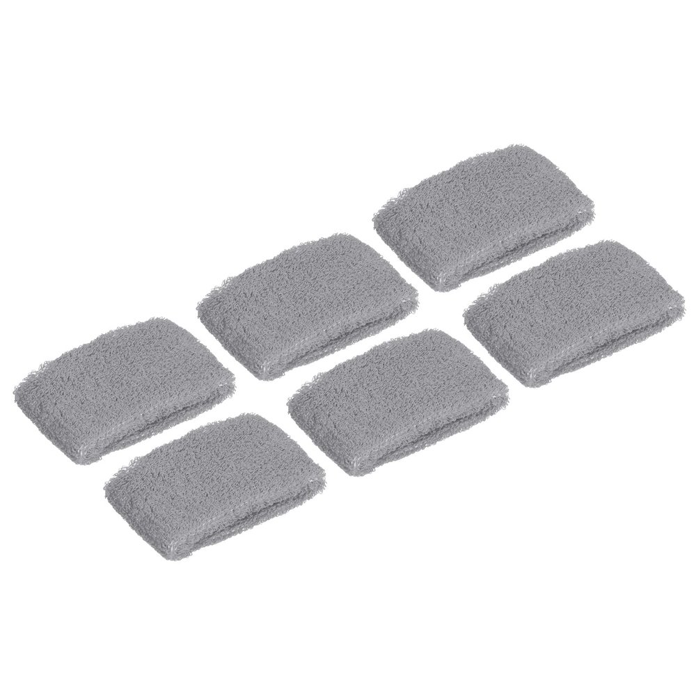 PATIKIL Sports Wristbands 8x5cm, 6 Pack Cotton Terry Cloth Absorbent Sweatband for Tennis Basketball Working Out Athletic Running, Gray