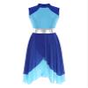 ACSUSS Women Metallic Liturgical Praise Dance Dress Tunic Lyrical Dancewear Color Block Church Worship Costume Blue B Small view 1