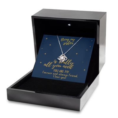 Love Knot Silver Necklace Luxury Box Gift for Sister, Sister Gift, Sister Birthday Gift, Big Sister Gift, Christmas Gift, Little Sister Gift, Gift S