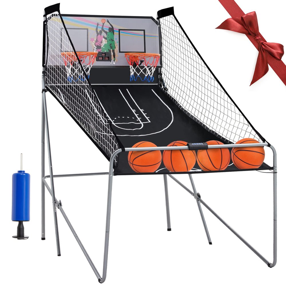 Outspurge Foldable Electronic Dual Basketball Arcade Game,Double Shot 2 Player, 8 Game Options w/4 Balls LED Scoring System & Indoor Basketball Game for Youth, Adults