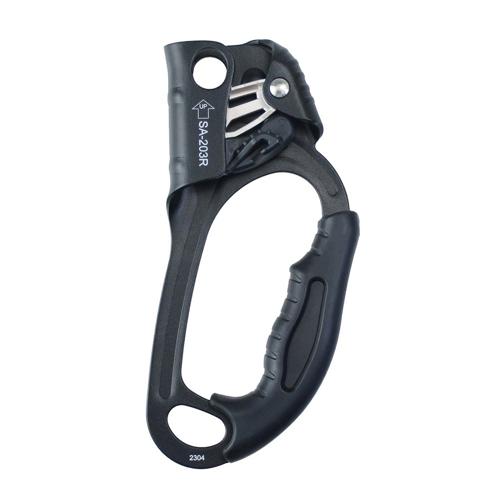 S.E.PEAK UIAA & CE Certified Climbing Rappelling Equip Hand Ascender for 8-13mm Rope Right Hand Black