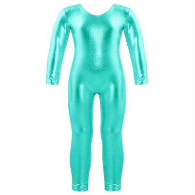 winying Kids Girls Boys Spandex Crew Neck Long Sleeve Full Bodysuit Unitard Athletic Gymnastics Leotard Catsuit Lake Green D 4 Years