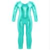winying Kids Girls Boys Spandex Crew Neck Long Sleeve Full Bodysuit Unitard Athletic Gymnastics Leotard Catsuit Lake Green D 4 Years view 1