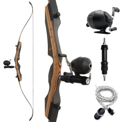 62" Archery Bowfishing Reel Kit 25-50lbs Archery Set Adult Takedown Recurve Bow for Hunting Right Hand Fishing Bow with Fishing Reel and Bowfishing Reel Seat (50LBS)