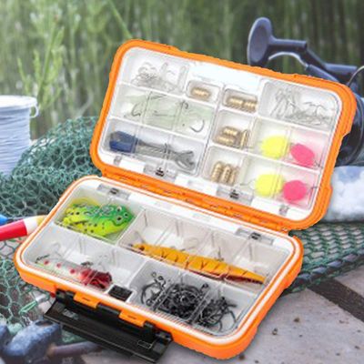 BORDSTRACT Fishing Tackle Box, Waterproof Plastic Fishing Accessory Storage Organizer, Small Tackle Container for Lures, Jigs, Hooks, Sinkers(Orange)