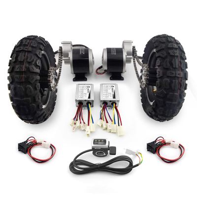 10 Inch Off-Road Wheel Dual Drive 350W Geared Motor Chain Kit Reverse Switch for Barrow Trolley Wagon Bike with Reverse (36V350W Max 4kph)