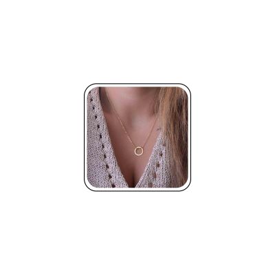 Erimberate Bohemian Circle Pendant Necklace Choker Karma Circle Choker Necklace Gold Hollow Circle Necklace Chain Vintage Circle Ring Necklace Minimalist Eternity Necklace Chain Jewelry for Women