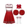 4 Pcs Girls Halloween Cheerleader Costume Outfit Set Fancy Dress for Kids Halloween Birthday Party (6 to 7 Years Old) view 1