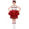 4 Pcs Girls Halloween Cheerleader Costume Outfit Set Fancy Dress for Kids Halloween Birthday Party (6 to 7 Years Old) view 2