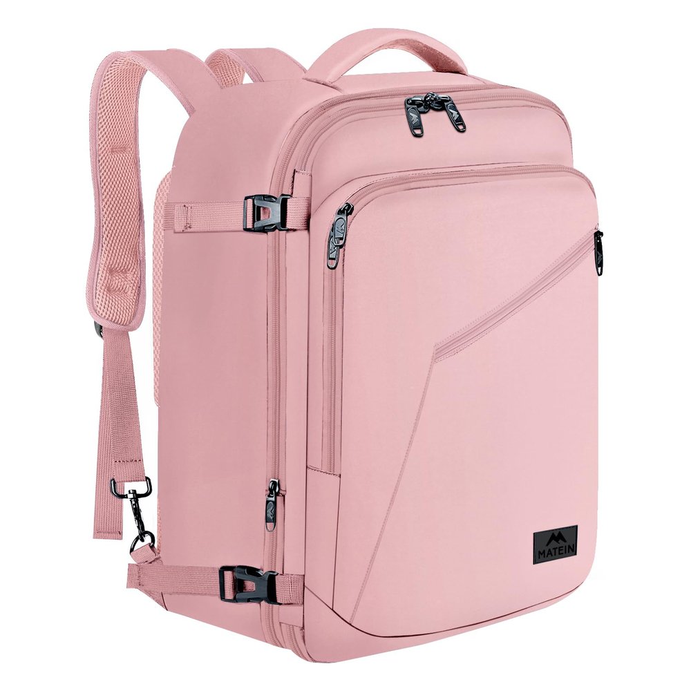 MATEIN Womens Travel Backpack, Extra Large Carryon Backpack Fits Overhead Bin, Cute Weekender Daypack for Travel on Airplane, Traveling Accessories for Women, Pink