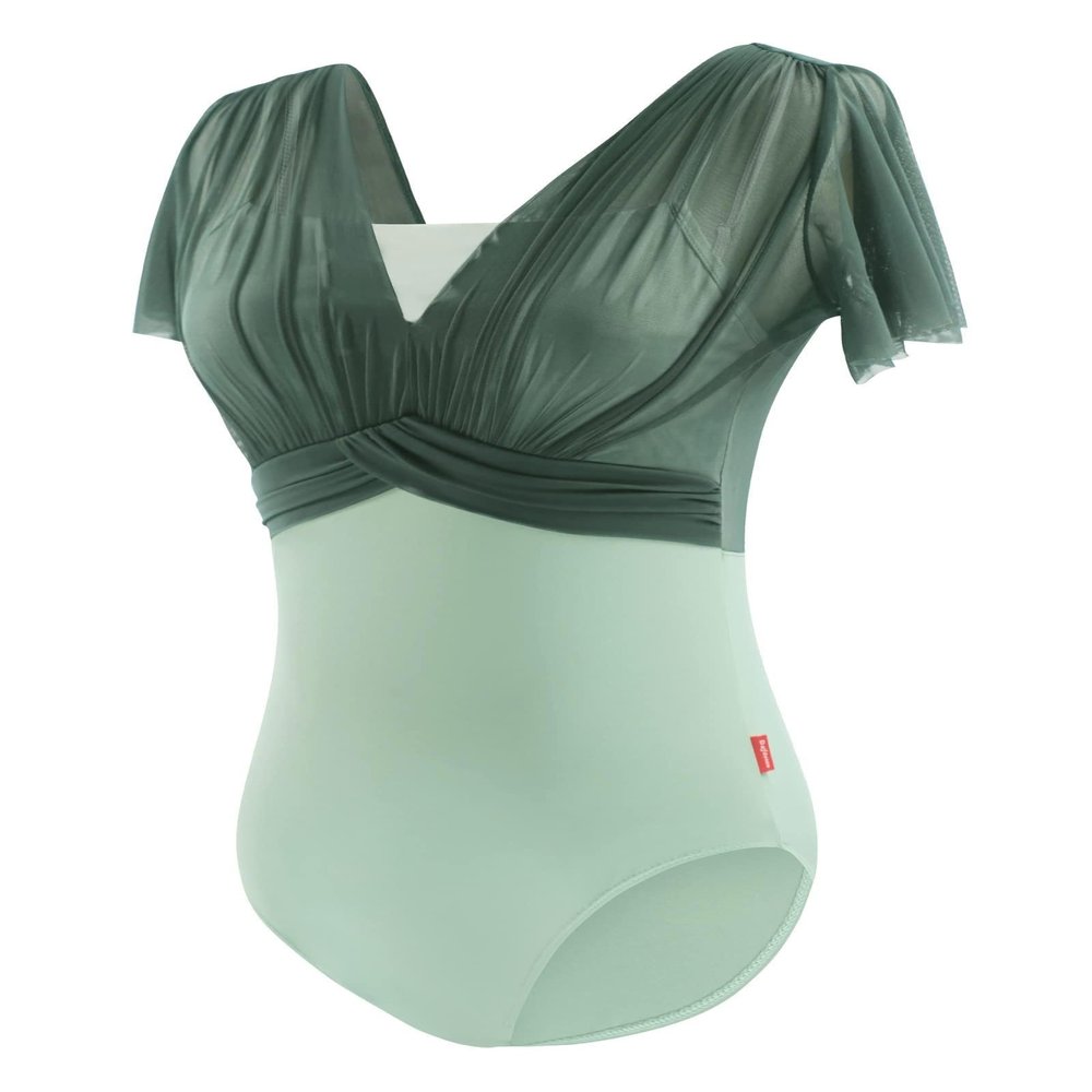 Daydance Dayance Green Ballet Leotards for Teens, Faux-2 Piece Women Dance Costume for Performance