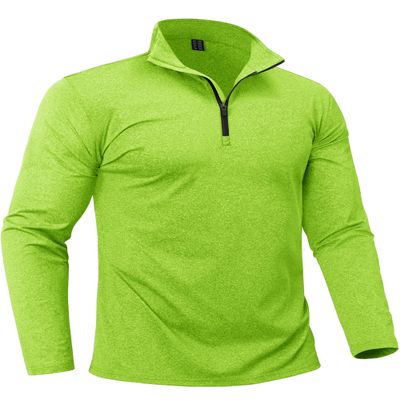 Boladeci Mens Fleece Pullover Thermal Mens Golf Shirt Long Sleeve Hiking 1/4 Zip Sweaters and Pullovers 3/4 1/2 Half Zippered Sweatshirts for Men Light Green Men's Clothing