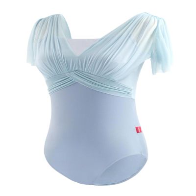 Daydance Ballerina Leotards for Women Dance, Flutter Sleeve Faux-2 Piece Ballet Clothes Blue