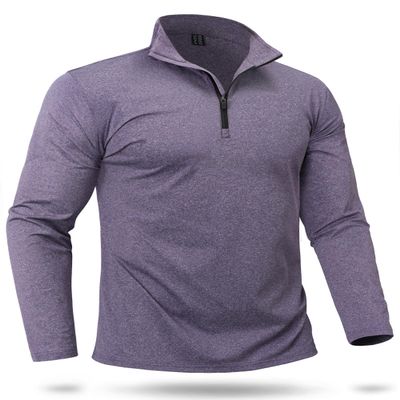 Boladeci Golf Shirts for Men 1/4 Zip Pullover Quarter Zip Fleece Lined Thermal Long Sleeve Winter Hiking Athletic 1/4 Zip Pullover Mens Sweatshirts Golf Gifts for Men Golf Accessories for Men Purple