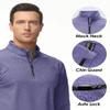Boladeci Golf Shirts for Men 1/4 Zip Pullover Quarter Zip Fleece Lined Thermal Long Sleeve Winter Hiking Athletic 1/4 Zip Pullover Mens Sweatshirts Golf Gifts for Men Golf Accessories for Men Purple view 4