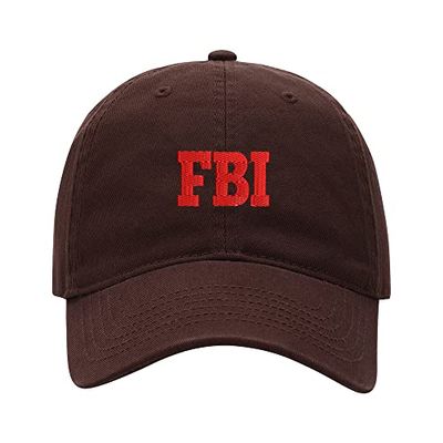 L8502-LXYB Baseball Cap Men FBI Embroidered Washed Cotton Dad Hat Unisex Baseball Caps (Brwon,7 5/8)