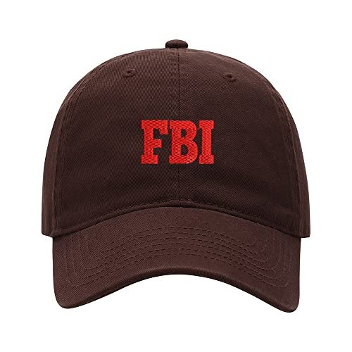 L8502-LXYB Baseball Cap Men FBI Embroidered Washed Cotton Dad Hat Unisex Baseball Caps (Brwon,7 5/8)