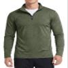 Boladeci Mens Pullover Quarter Zip Fleece Lined Long Sleeve Golf Shirts for Men Light Weight Thermal Running Sweaters and Pullovers Golf Accessories Army Green view 1
