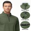 Boladeci Mens Pullover Quarter Zip Fleece Lined Long Sleeve Golf Shirts for Men Light Weight Thermal Running Sweaters and Pullovers Golf Accessories Army Green view 4