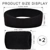 BLMHTWO 3 Pieces of Sweat Band Set, Headbands for Men Kids Sweatbands Including 1 Headband and 2 Wristbands Black Cotton Super Soft and Comfy Sweatband for Tennis Working Out Boxing Gym (Black) view 2