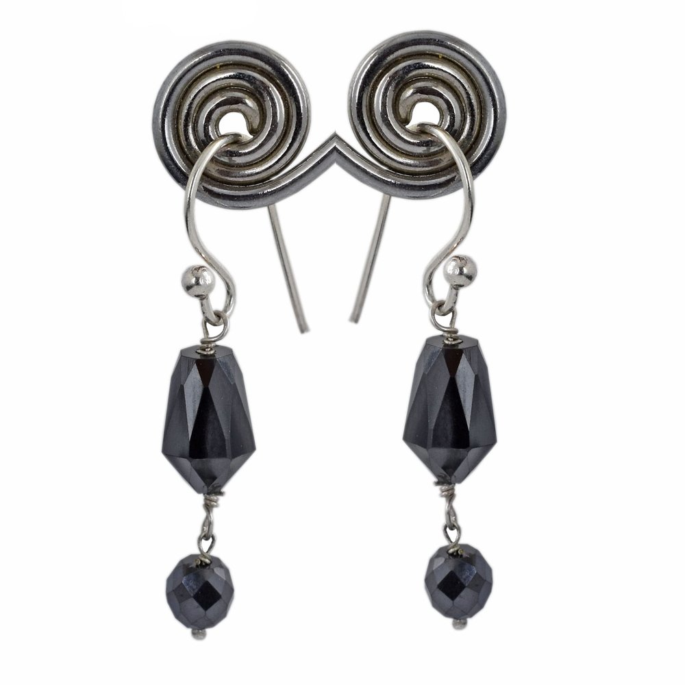 skyjewels 11.30 Cts Certified Black Diamond Dangler Earring With 925 Sterling Silver Round & Drum Faceted Beautiful Earrings for Woman