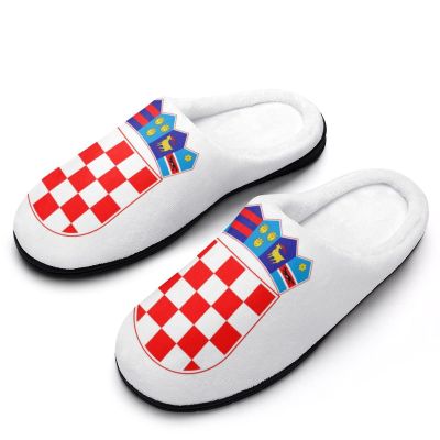Croatia National Emblem Women's Cotton House Slippers Closed Toe Anti-Slip Rubber Soles Indoor Outdoor 7-839-40