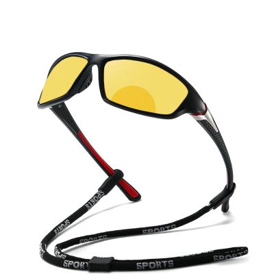 Sports Driving Night Vision Bifocal Reading Sunglasses Men Fishing Reading Anti Glare Yellow Lens Goggles Reader Sunglasses (red yellow, 4, multiplier_x)