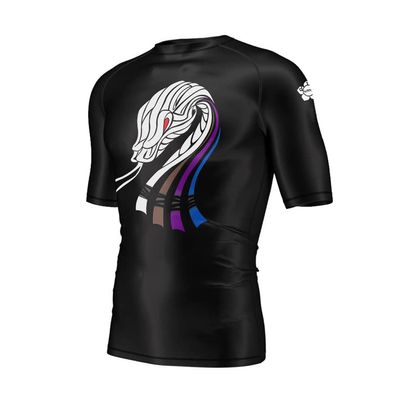 DIYUME Mens Snaker Sun Protection Rashguard UPF 50 Crew Neck Surf Top T-Shirt,Short Sleeve Black XXXL