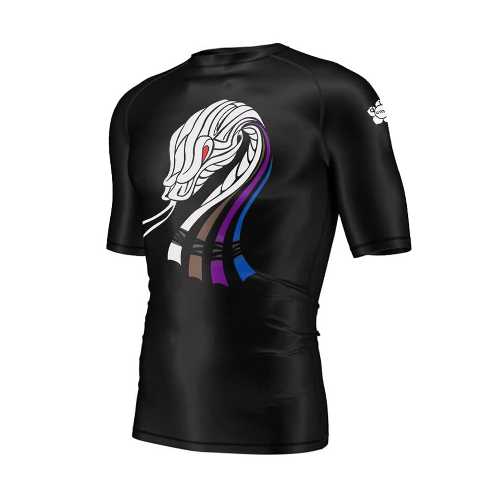 DIYUME Mens Snaker Sun Protection Rashguard UPF 50 Crew Neck Surf Top T-Shirt,Short Sleeve Black XXXL