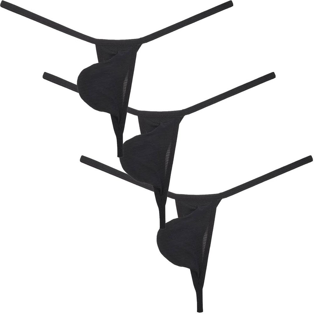 Botmois Men's Ice Silk Mini Bikini Tangas Soft String Thong Underwear Pouch T-back Minimal Coverage Underpants 3-Pack(Black) M