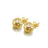 925 Sterling Silver Ball Stud Earrings - 0.28'' Heart Pattern Earrings For Women - 24K Gold Plated Round Earrings Fine Jewelry (Gold) view 1