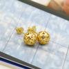 925 Sterling Silver Ball Stud Earrings - 0.28'' Heart Pattern Earrings For Women - 24K Gold Plated Round Earrings Fine Jewelry (Gold) view 4