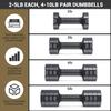 Adjustable Dumbbells Hand Weights Set: Sportneer 1 Pair 0.9-4.5KG (0.9-2.3KG) Fast Adjust Dumbbell Weight 6 In 1 Free Weights Barbells For Women Men Home Gym Workout Exercise Strength Training view 3