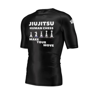 DIYUME Mens Humen Chess Grapplers Uniform Gi Baselayer for Coach Students,Short Sleeve Black M