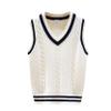 Loloda Baby Boys Casual Pullover V-Neck Vest Warm Cotton Knit Sleeveless Sweater School Uniform White 11-12 Years view 1