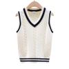 Loloda Baby Boys Casual Pullover V-Neck Vest Warm Cotton Knit Sleeveless Sweater School Uniform White 11-12 Years view 2
