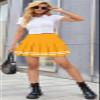 SANGTREE Toddler Little & Big Girls' Pleated Tennis Short A-Line Mini Skirt Junior Teen School Uniform, A# Gold Yellow with Stripe 2 Pockets, 10-11 Years view 2