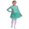FEESHOW Youth Girls Shiny Rhinestones Mesh Long Sleeves Figure Ice Skating Ballet Dance Leotard Gymnastic Dress Mint Green 16 Years