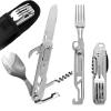 Wemomo Camping Utensils, 5 in 1 Detachable Cutlery Folding Knife, Stainless Steel Spoon, Fork, Cork Screw & Can Opener Combo Set, Compact Camping Tools for Hiking, Travel, Backpacking view 1